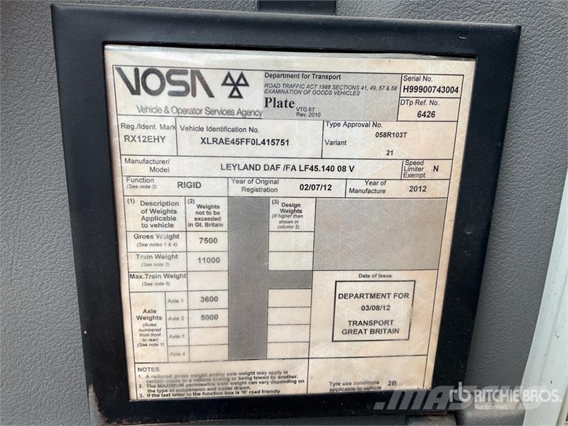 Leyland Dad LF45.140 Plant Support Vehicle - Mobile Worksh Gesloten bedrijfswagens