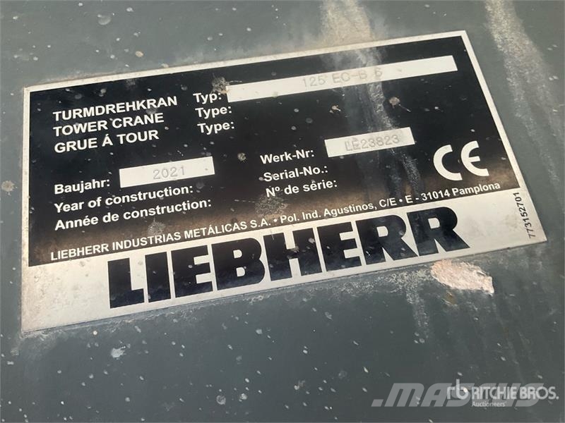 Liebherr 172 EC-B8 Litronic 8000 kg Flat-Top Tower Crane Stavebné žeriavy