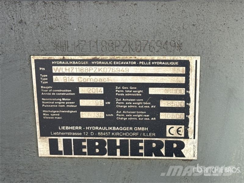 Liebherr 914 Compact Pelle Sur Pneus Wheel Excavator Kolová rýpadla