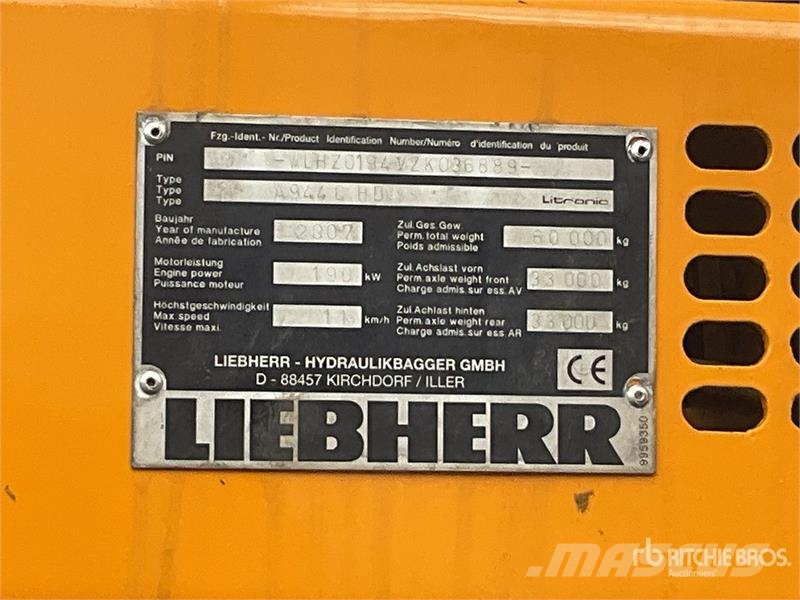Liebherr A944C HD Litronic Wheel Material Handler Outros Florestal