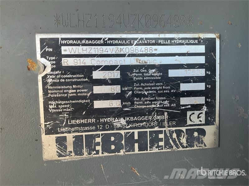 Liebherr R914 Compact Pelle Sur Chenilles Tracked Excavator Bagri goseničarji