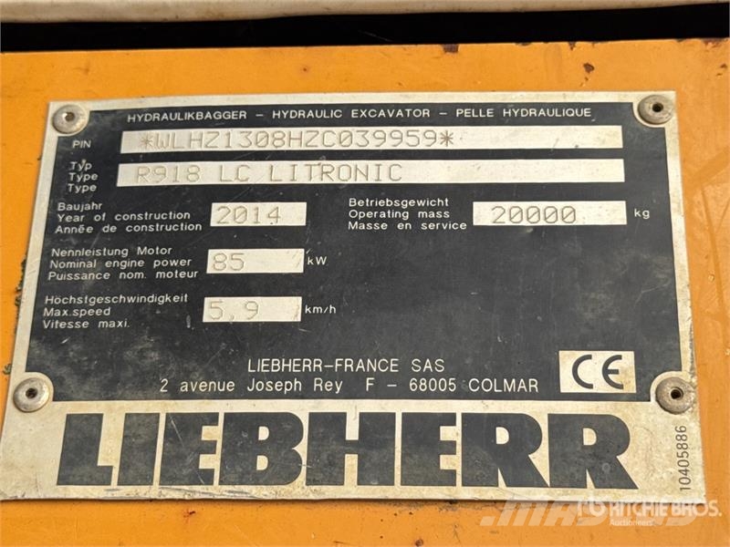 Liebherr R918 LC L Pelle Sur Chenilles Tracked Excavator Roomikekskavaatorid