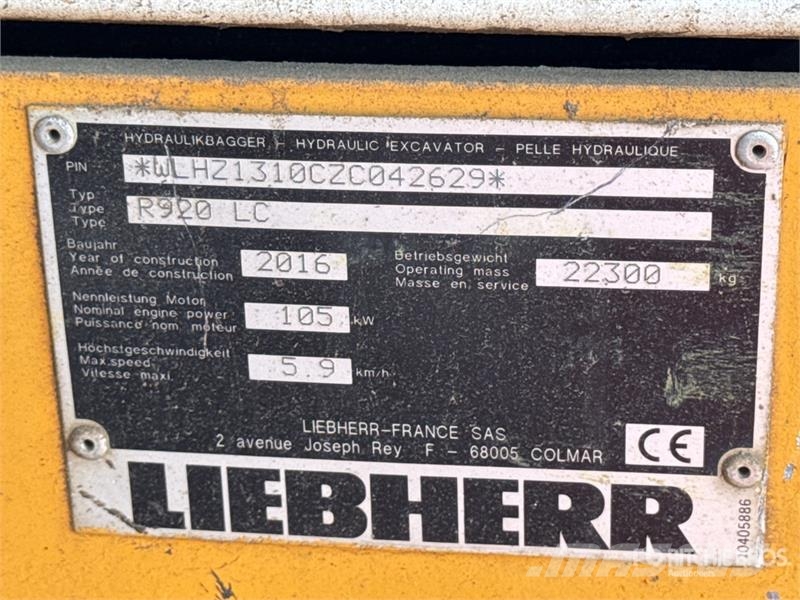 Liebherr R920 LC Pelle Sur Chenilles Tracked Excavator Pelle sur chenilles