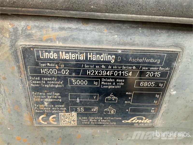 Linde H50D-02 5000 kg Forklift Kahveltõstukid - muud