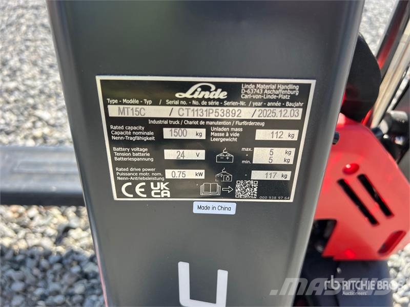 Linde MT15C 1500 kg Electric Pallet Jack Handhubwagen