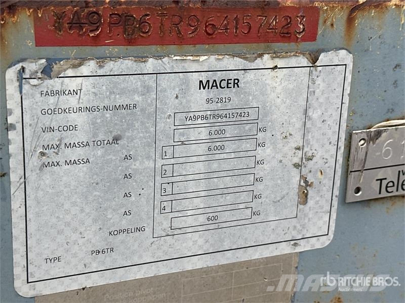 Macer PB6TR S/A Cable Drum Trailer Egyéb pótkocsik