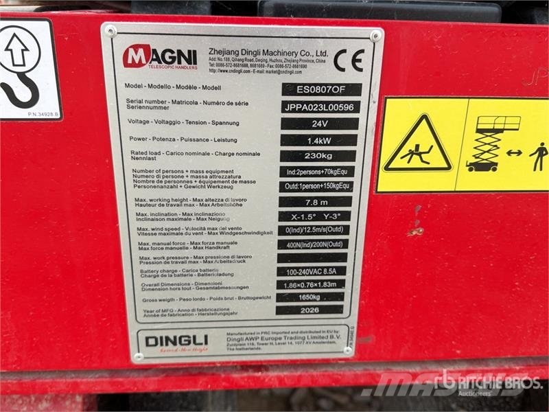 Magni ES0807OF Electric Oil Free Scissor Lift (Unused) Makazaste platforme