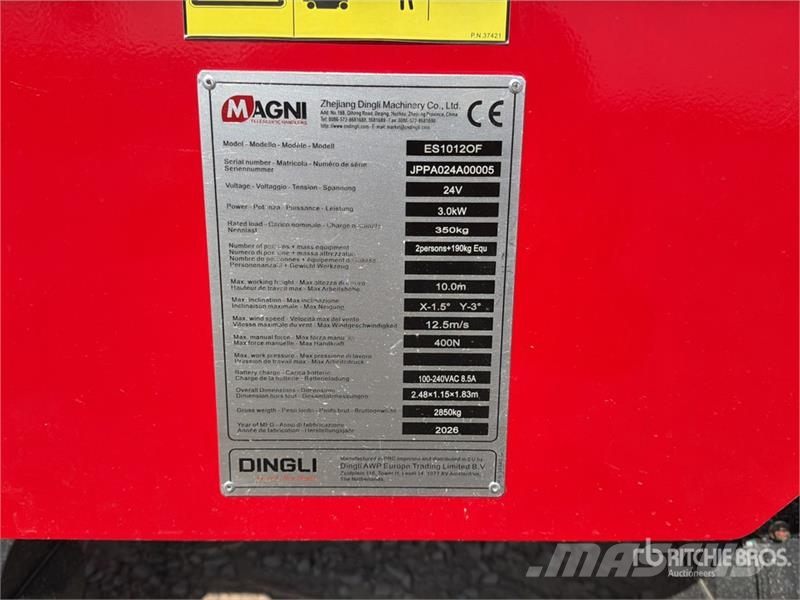 Magni ES1012OF Electric Hydraulic Oil Free Scissor Lift  Scissor lifts