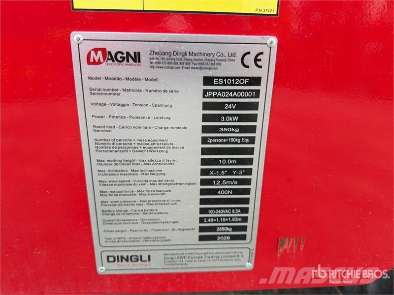 Magni ES1012OF Electric Oil Free Scissor Lift (Unused) Elevadores de tesoura