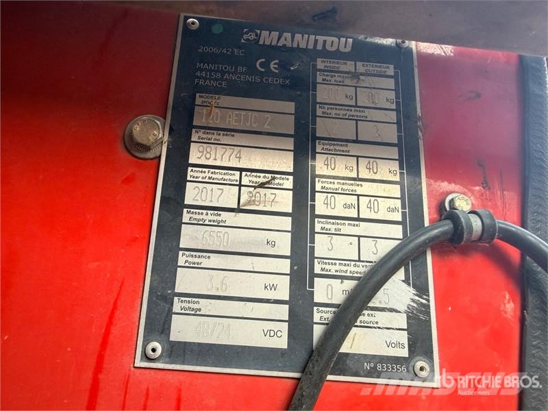 Manitou 120 AETJC 2 2WD Electric Nacelle Articulee Articul Ανυψωτήρες με αρθρωτό βραχίονα