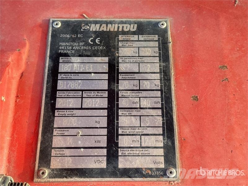 Manitou 180 ATJ E3 4WD Diesel Nacelle Articulee Electrique Ανυψωτήρες με αρθρωτό βραχίονα