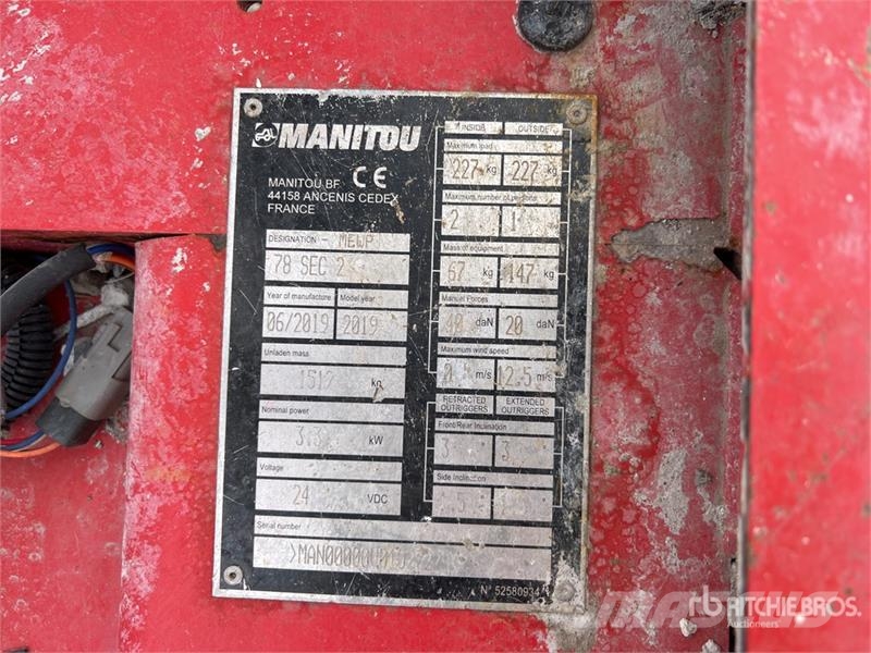 Manitou MEWP 78 SEC 2 Nacelle Ciseau Scissor Lift Saxliftar