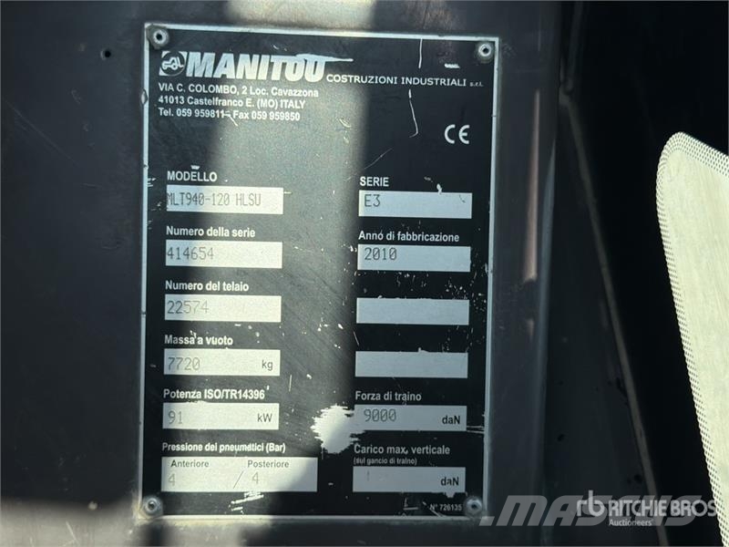 Manitou MLT940 120 HLSU Telehandler Teleszkópos rakodók