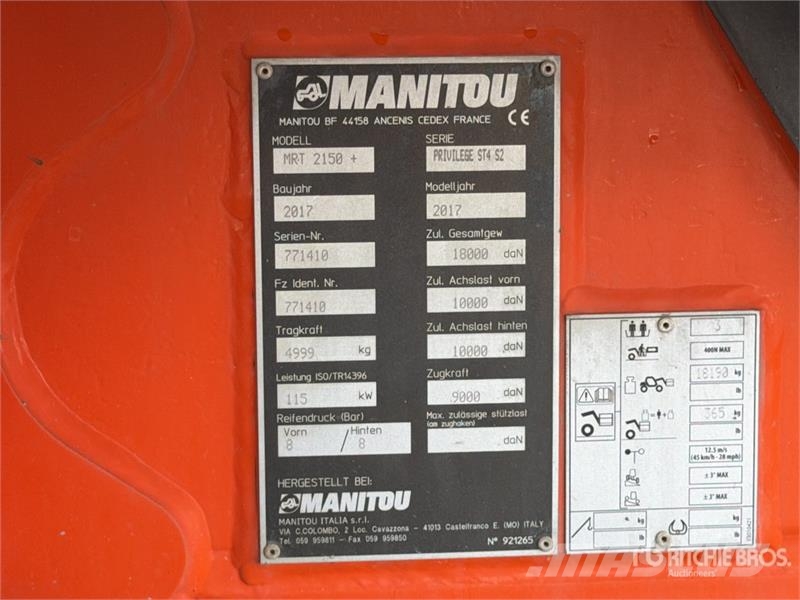Manitou MRT2150 Privilege+ Teleskopski viličarji