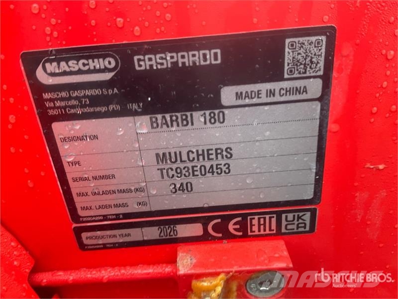 Maschio Gaspardo BARBI 180 Mulcher Attachment (Unused) ماكينات تقطيع أخشاب الحراجة