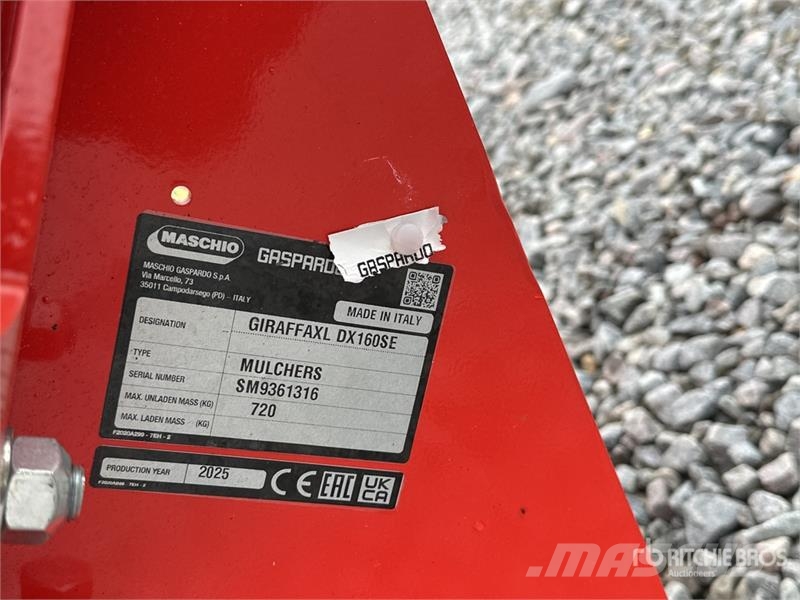 Maschio Gaspardo Giraffa XL160 Side Mulcher Attachment (Un ماكينات تقطيع أخشاب الحراجة