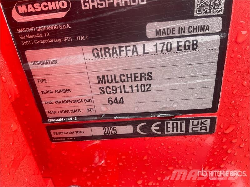 Maschio Gaspardo Giraffa L 170 Side Mulcher Attachment (Un ماكينات تقطيع أخشاب الحراجة