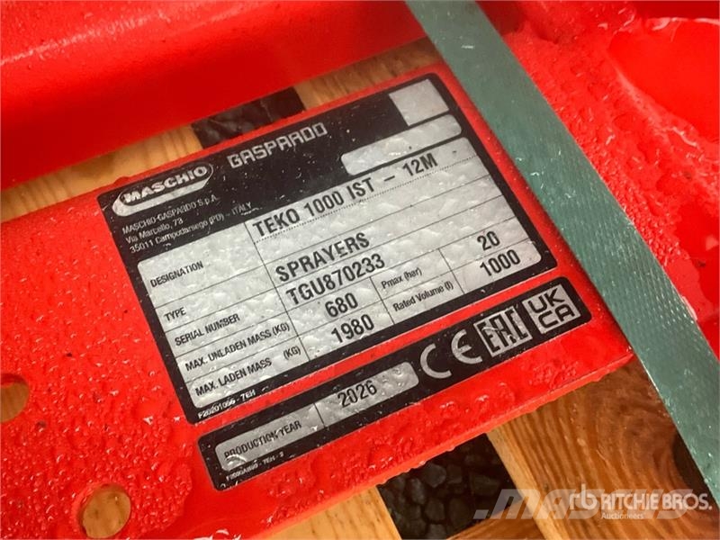 Maschio Gaspardo Teko 1000 12 m 3-Point Hitch Sprayer (Unu Anhängespritzen