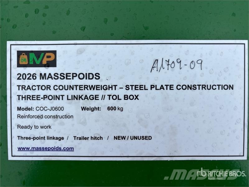 Massepoids COC-J0600 J-series steel three-point co Muut maatalouskoneet