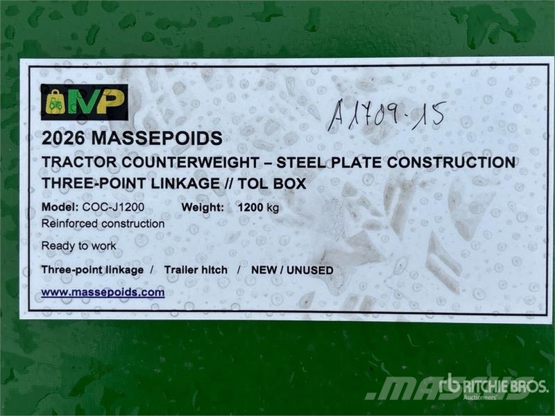 Massepoids COC-J1200 J-series steel three-point co Muut maatalouskoneet