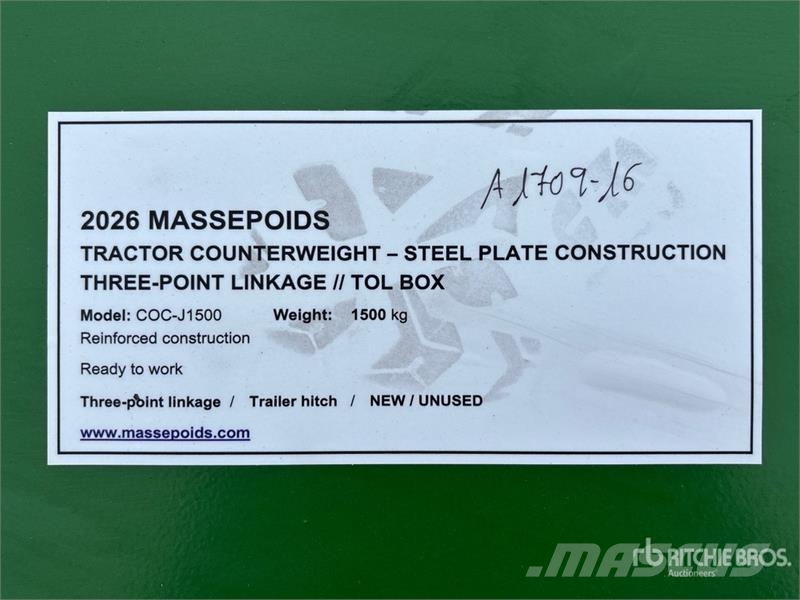 Massepoids COC-J1500 J-series steel three-point co Muut maatalouskoneet