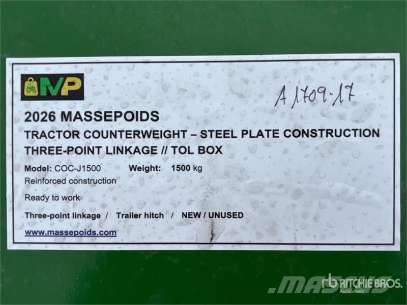Massepoids COC-J1500 J-series steel three-point co Muut maatalouskoneet