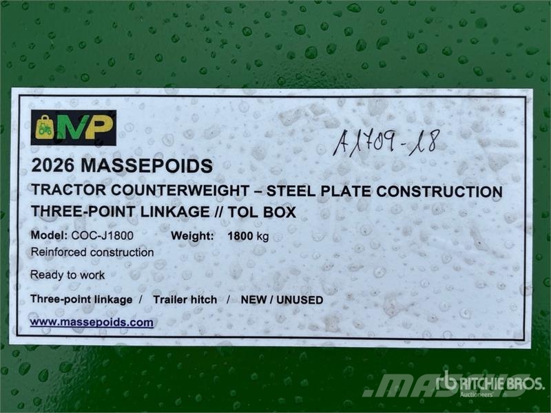 Massepoids COC-J1800 J-series steel three-point co Muut maatalouskoneet