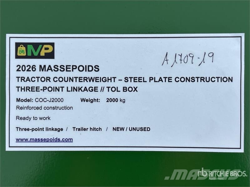 Massepoids COC-J2000 J-series steel three-point co Muut maatalouskoneet