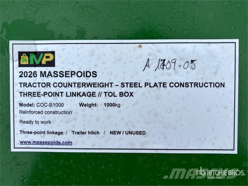 Massepoids COC-S1000 S-series steel three-point co Muut maatalouskoneet