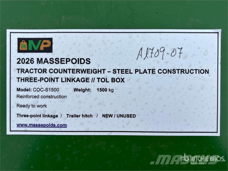 Massepoids COC-S1500 S-series steel three-point co Muut maatalouskoneet