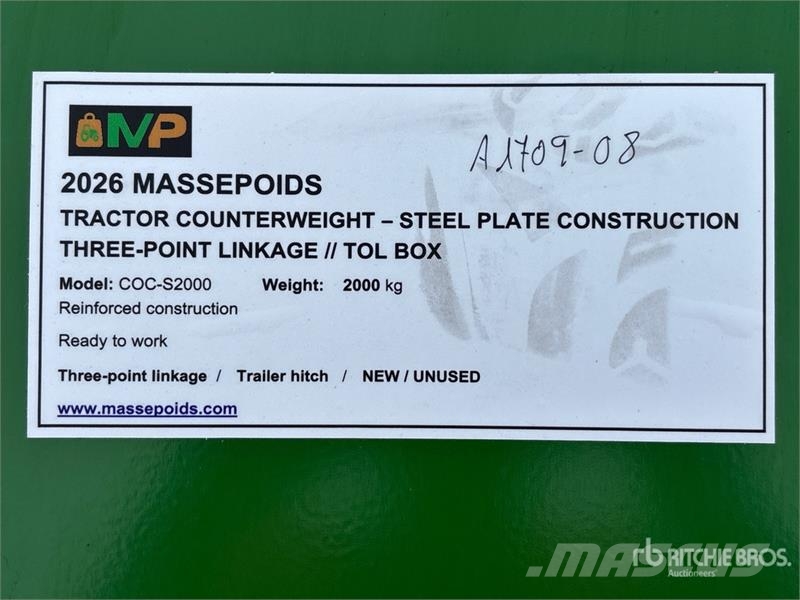 Massepoids COC-S2000 S-series steel three-point co Muut maatalouskoneet