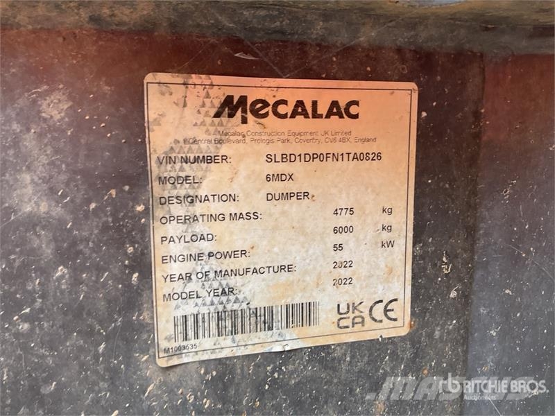 Mecalac 6MDX 6 ton 4x4 Dumper Site dumpers