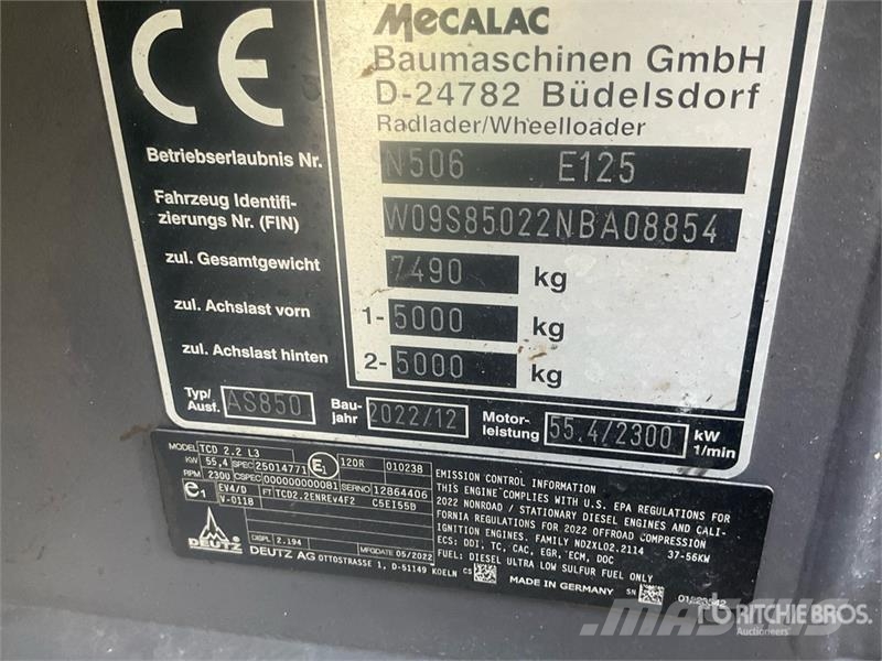 Mecalac AS850 Wheel Loader Wielladers