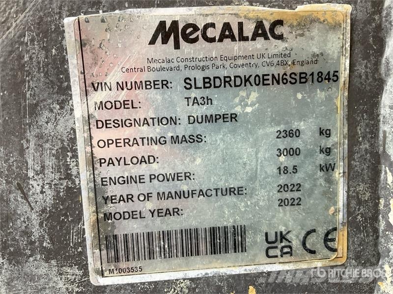 Mecalac TA3 3 ton 4x4 Dumper Mini dumper