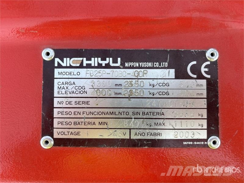 Nichiyu FB25P-70BC-400P Electric Forklift (Inoperable) 電動堆高機