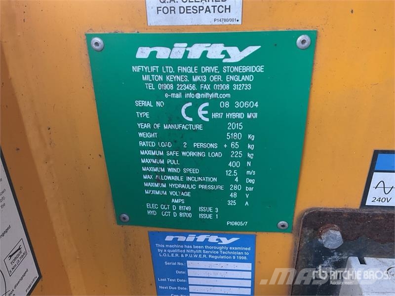  Nifty-Lift HR17 4WD Diesel Articulating Boom Lift Strēles pacēlāji