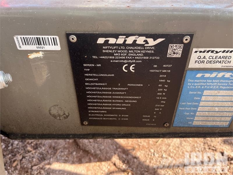  Nifty-Lift N150TACT Towable Lift المنصات الهوائية المثبتة على مقطورة