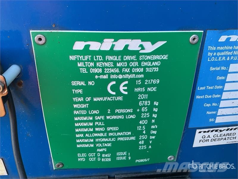 Niftylift HR15 NDE 4WD Diesel Articulating Boom Lift Коленчатые подъемники