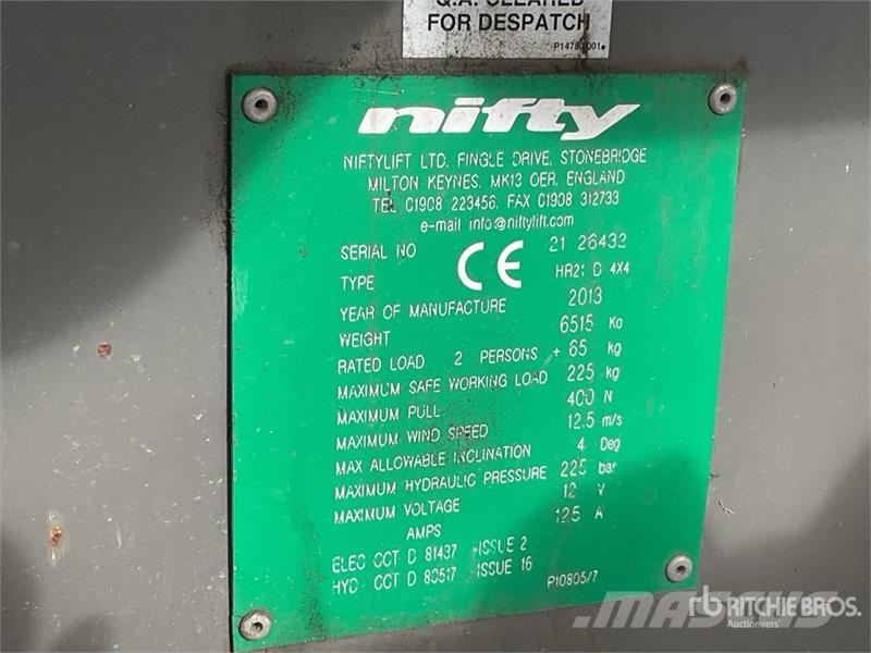 Niftylift HR21 4WD Diesel Articulating Boom Lift Zglobne podizne platforme