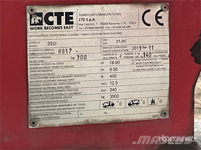 Nissan Cabstar 4x2 NT400 4X2 on 2015 CTE ZED 21.2JH 20 m Avtokošare