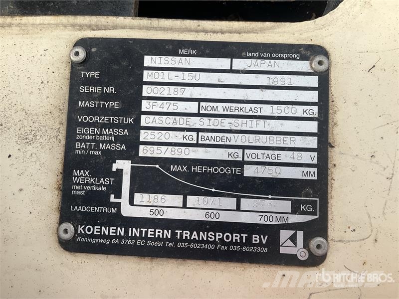 Nissan M01L-15U 1500 kg Electric Forklift Elektrostapler