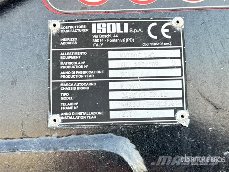 Nissan PNT205 NHD 18.1 m on Nissan Cabstar 35.12 Bucket T 트럭 탑재 고소작업대