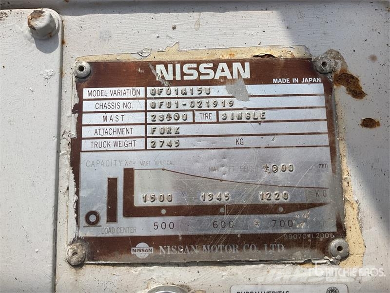 Nissan QF01A15U 1500 kg Forklift (Inoperable) شاحنات ذات رافعات شوكية - أخرى