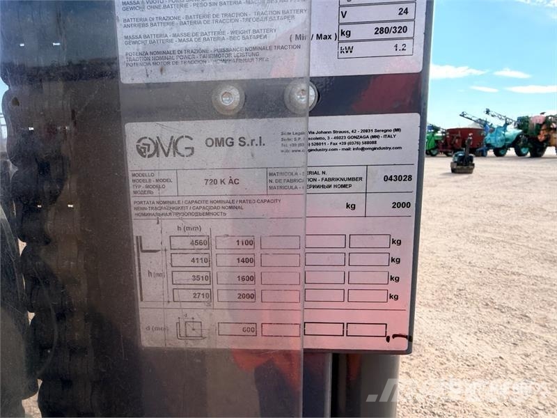 OMG 720KAC 2000 kg Transpalette Electrique Electric St 보행식 리치 지게차
