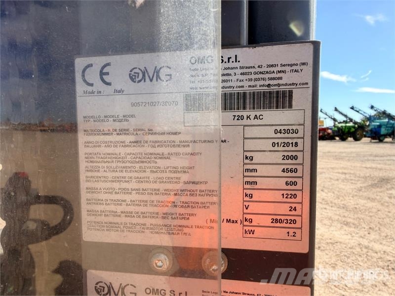 OMG 720KAC 2000 kg Transpalette Electrique Electric St 보행식 리치 지게차