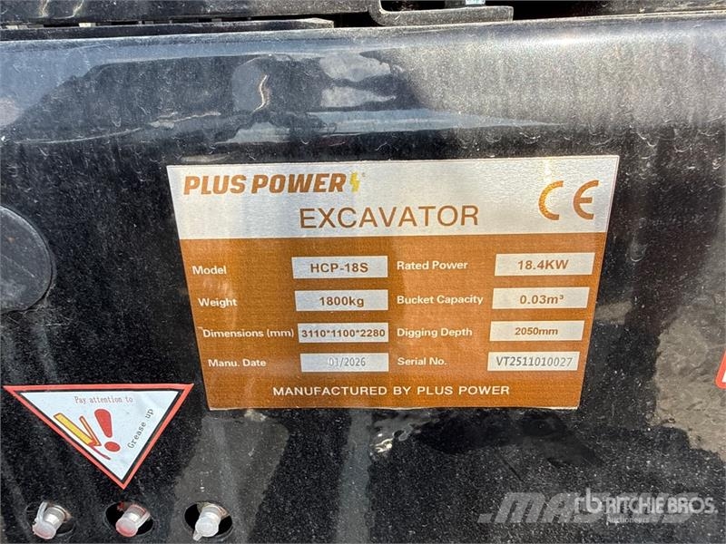 Plus Power HCP-18S Mini Excavator (Unused) Mini rýpadlá < 7t