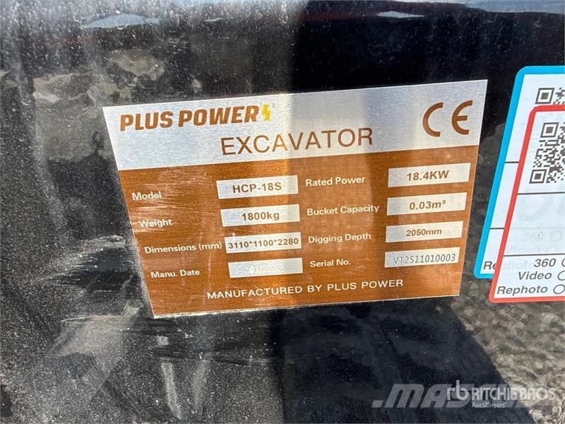 Plus Power HCP-18S Mini Excavator (Unused) Mini rýpadlá < 7t