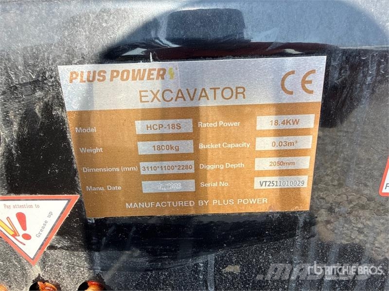 Plus Power HCP-18S Mini Excavator (Unused) Mini rýpadlá < 7t