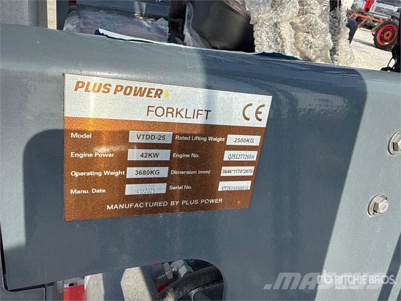 Plus Power VTDD 25 2500 kg Forklift (Unused) Iné