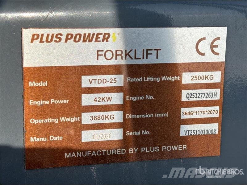 Plus Power VTDD 25 2500 kg Forklift (Unused) Iné